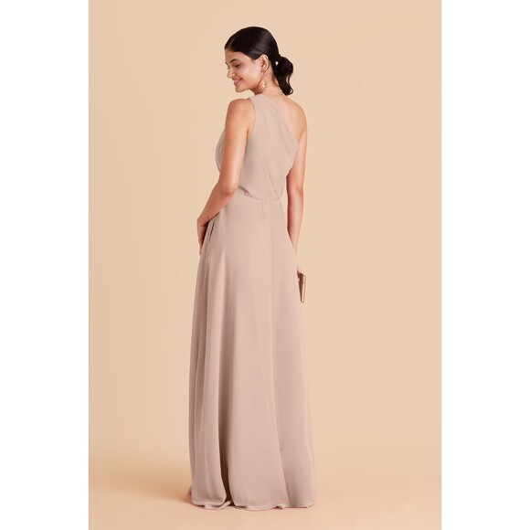 Birdy Grey One Shoulder Kira Chiffon Taupe Bridesmaid Dress M - Picture 2 of 4
